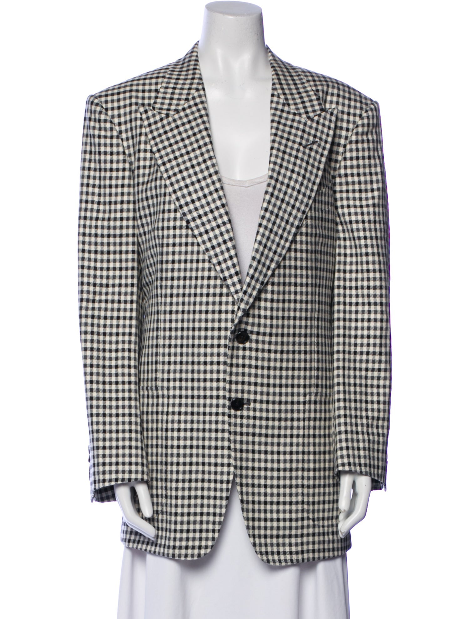 Tom Ford Wool Plaid Print Blazer