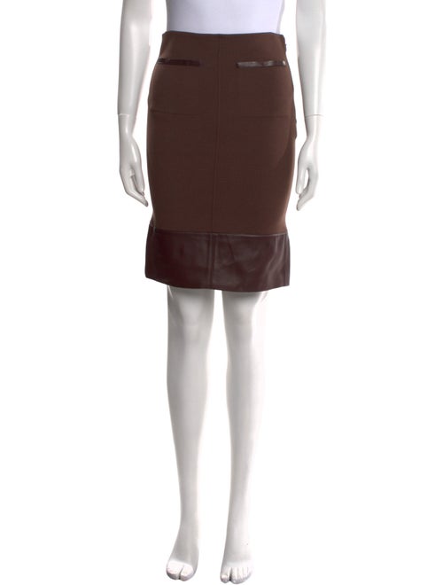Tom Ford Leather Trim Embellishment Knee-Length Skirt
