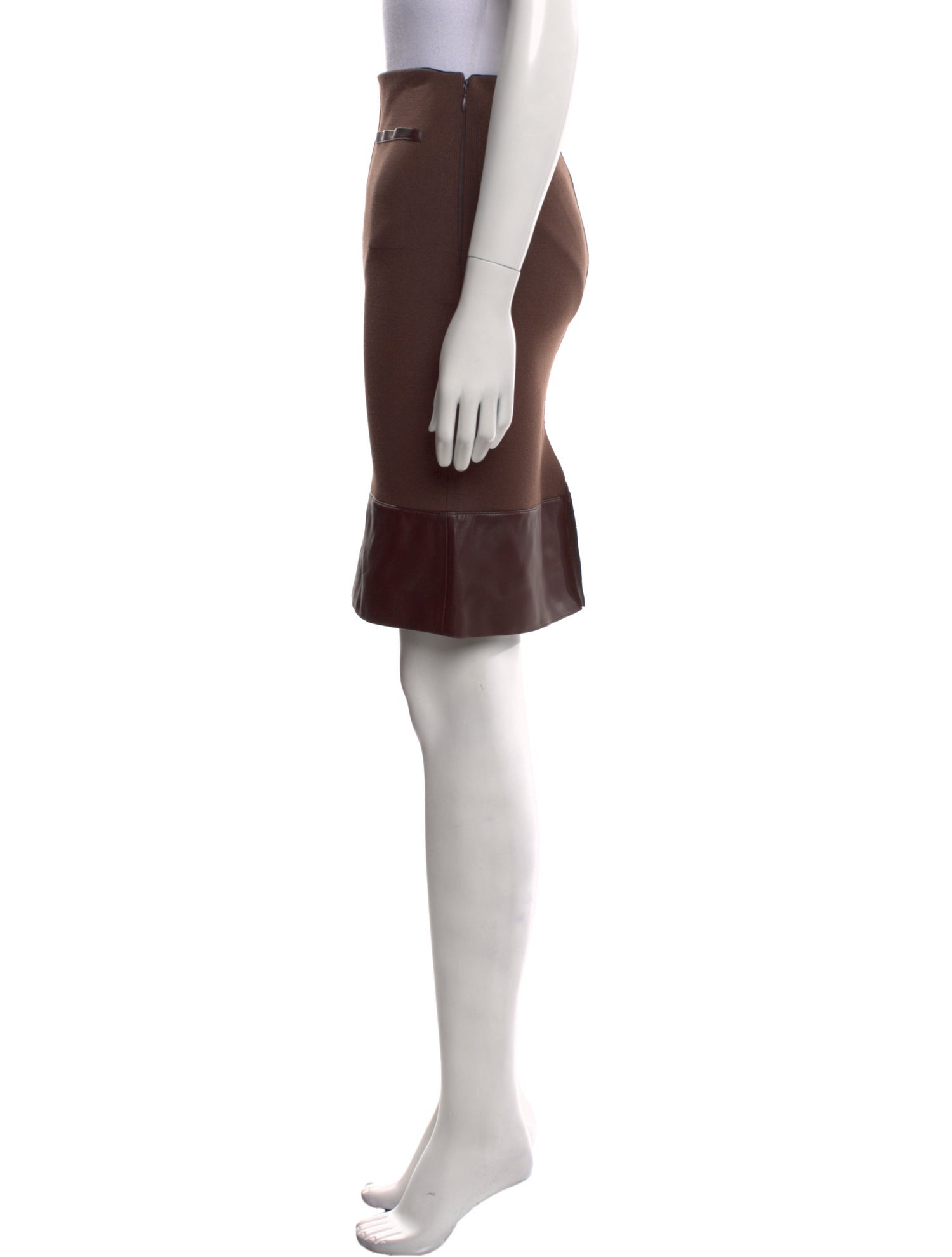 Tom Ford Leather Trim Embellishment Knee-Length Skirt