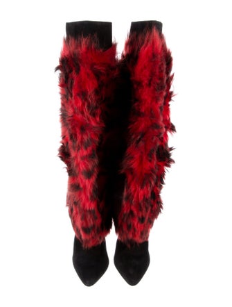Tom Ford Shearling Animal Print Boots