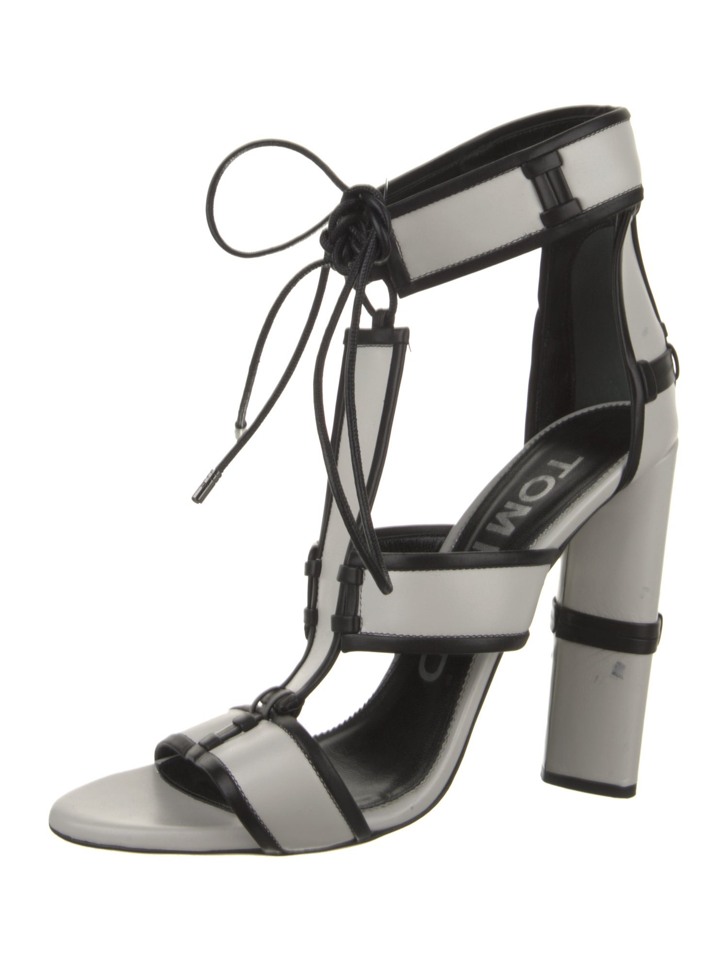 Tom Ford Leather Striped T-Strap Sandals