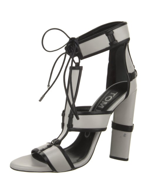 Tom Ford Leather Striped T-Strap Sandals
