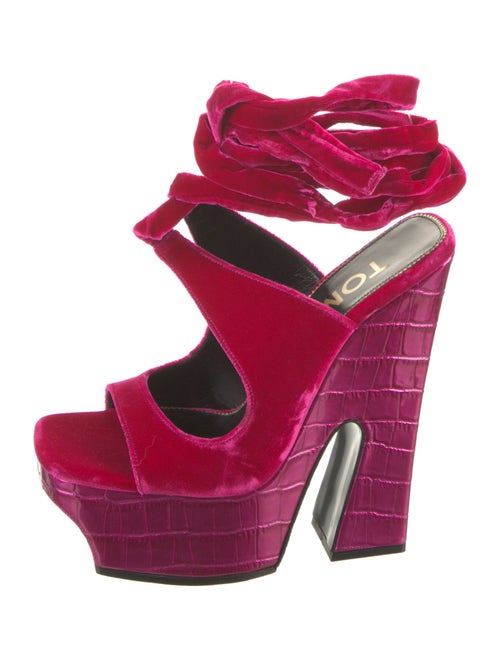 Tom Ford Velvet Leather Trim Embellishment Sandals