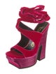 Tom Ford Velvet Leather Trim Embellishment Sandals