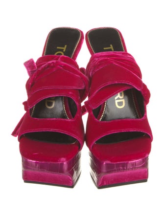 Tom Ford Velvet Leather Trim Embellishment Sandals