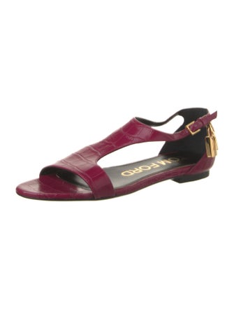 Tom Ford Embossed Leather T-Strap Sandals