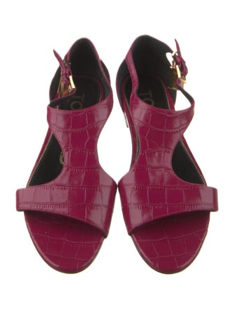 Tom Ford Embossed Leather T-Strap Sandals
