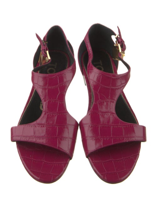 Tom Ford Embossed Leather T-Strap Sandals