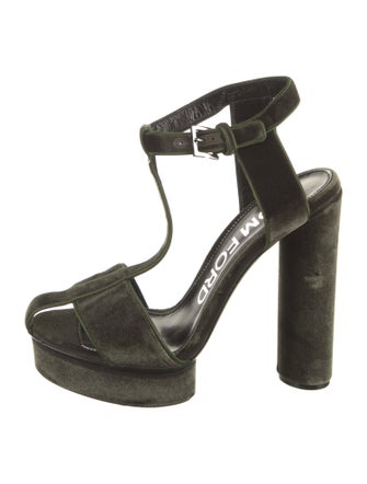 Tom Ford Velvet T-Strap Sandals