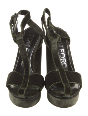 Tom Ford Velvet T-Strap Sandals