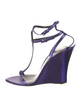 Tom Ford Leather Glitter Accents T-Strap Sandals