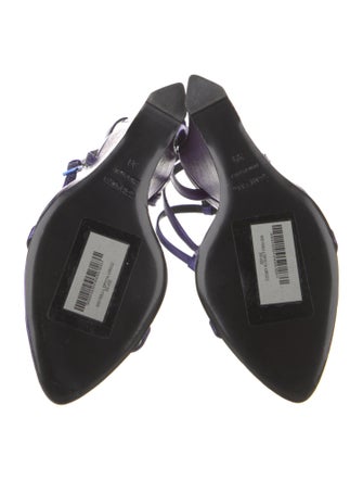 Tom Ford Leather Glitter Accents T-Strap Sandals