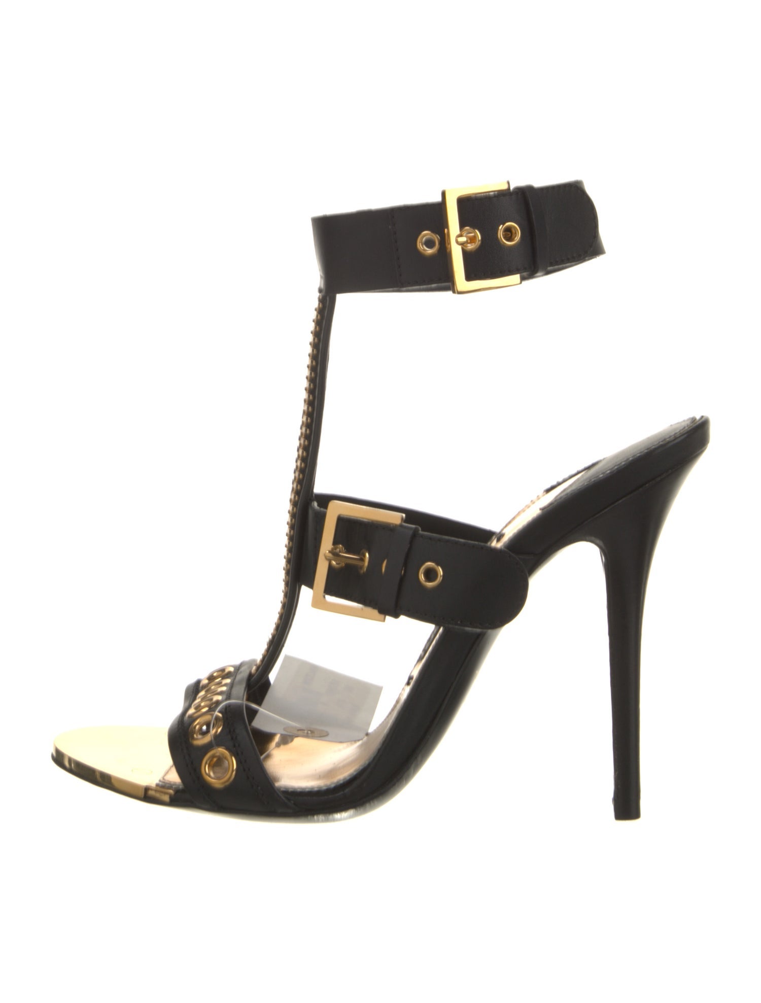 Tom Ford Leather Eyelet Trim T-Strap Sandals