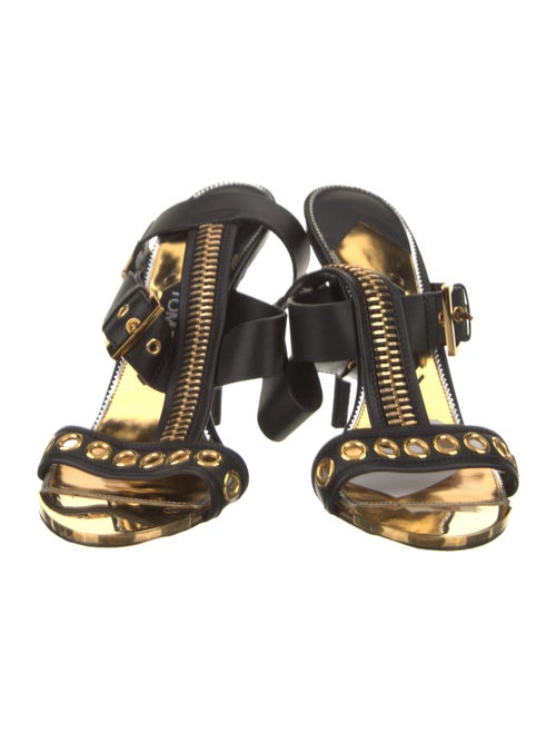 Tom Ford Leather Eyelet Trim T-Strap Sandals