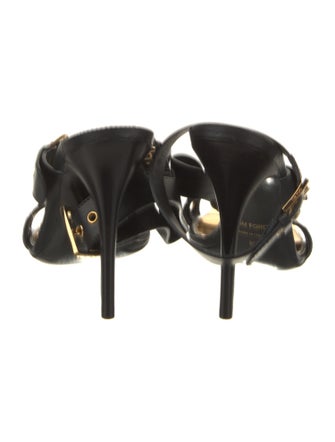 Tom Ford Leather Eyelet Trim T-Strap Sandals