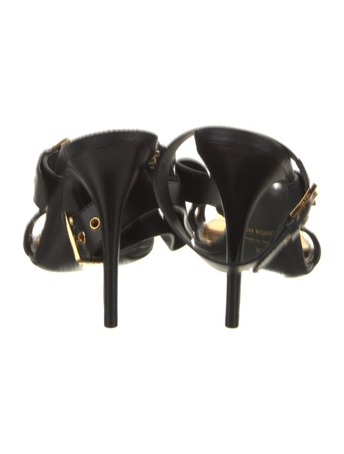 Tom Ford Leather Eyelet Trim T-Strap Sandals