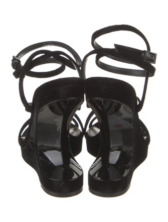 Tom Ford Velvet Leather Trim Embellishment Gladiator Sandals