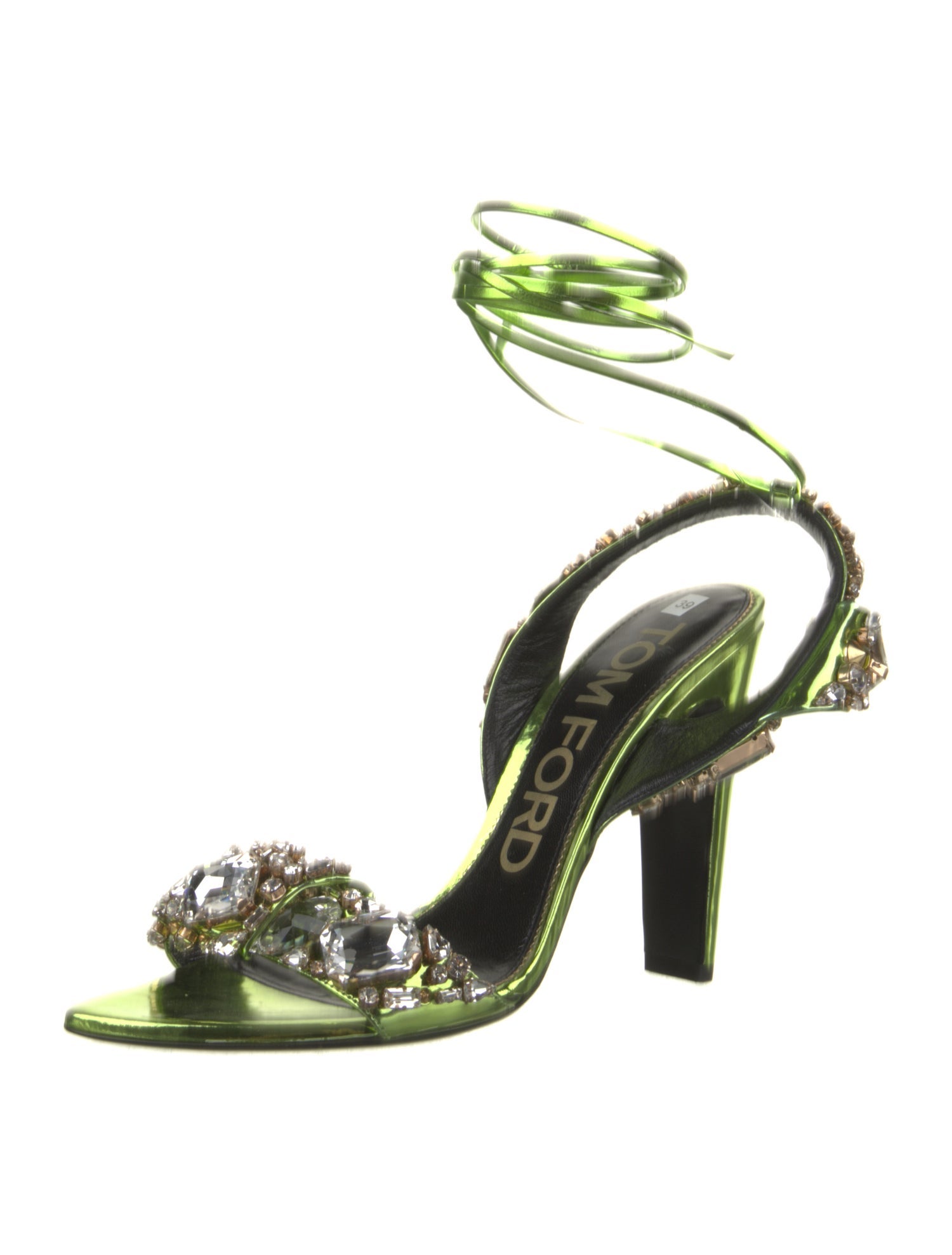 Tom Ford Patent Leather Crystal Embellishments Sandals