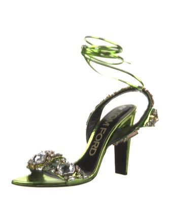 Tom Ford Patent Leather Crystal Embellishments Sandals