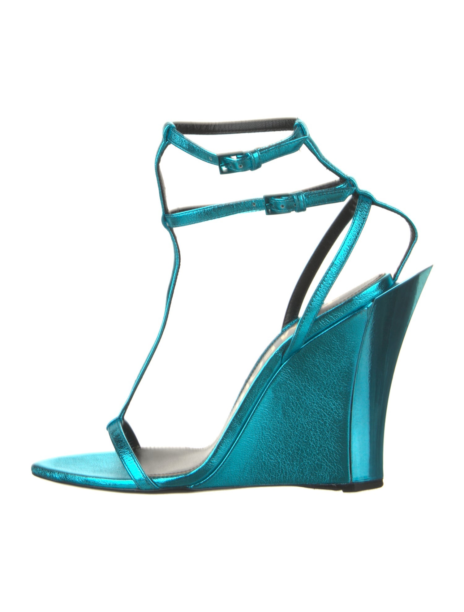 Tom Ford Leather Glitter Accents T-Strap Sandals