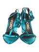 Tom Ford Leather Glitter Accents T-Strap Sandals