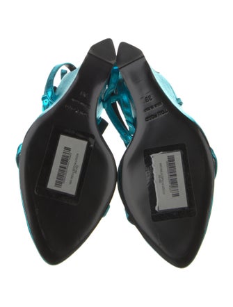 Tom Ford Leather Glitter Accents T-Strap Sandals