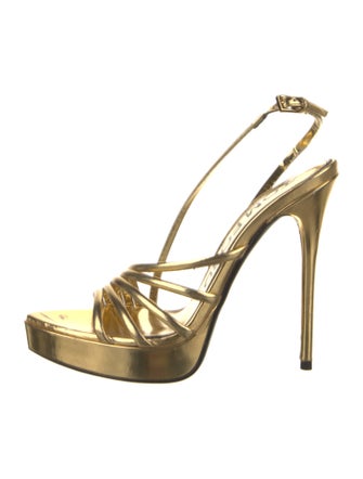 Tom Ford Patent Leather Glitter Accents Slingback Sandals