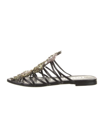 Tom Ford Leather Crystal Embellishments Slides