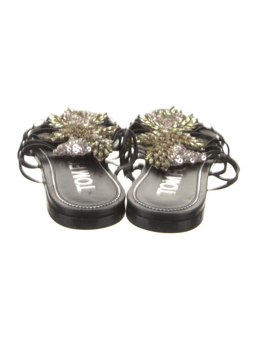 Tom Ford Leather Crystal Embellishments Slides