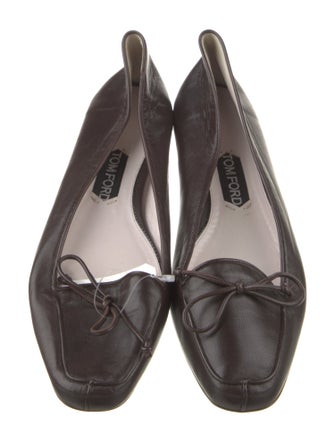 Tom Ford Leather Bow Accents Ballet Flats