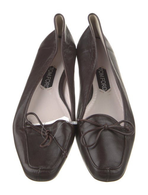 Tom Ford Leather Bow Accents Ballet Flats