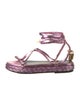 Tom Ford Leather Glitter Accents T-Strap Sandals
