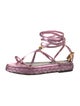 Tom Ford Leather Glitter Accents T-Strap Sandals