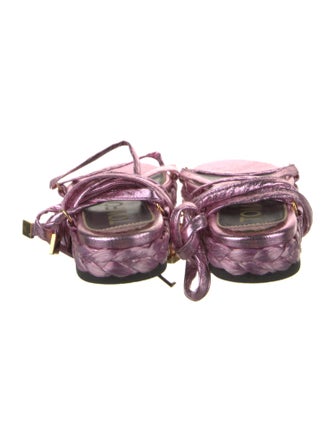 Tom Ford Leather Glitter Accents T-Strap Sandals