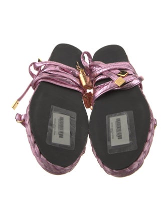 Tom Ford Leather Glitter Accents T-Strap Sandals