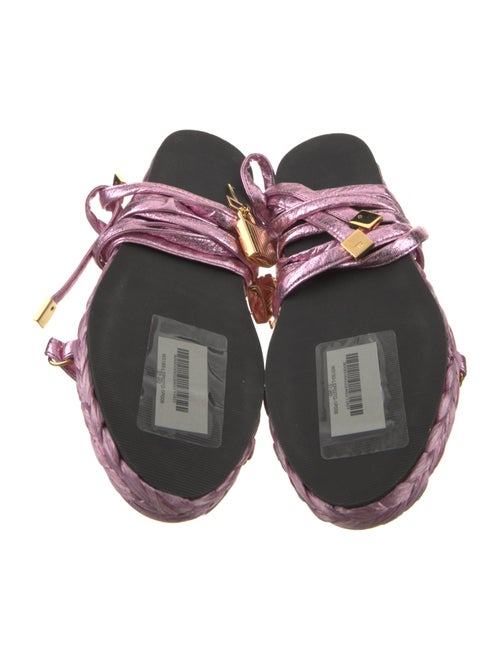 Tom Ford Leather Glitter Accents T-Strap Sandals