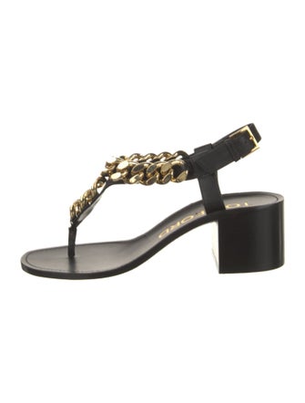 Tom Ford Leather Chain-Link Accents T-Strap Sandals