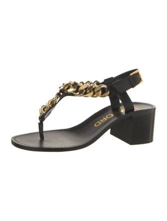 Tom Ford Leather Chain-Link Accents T-Strap Sandals