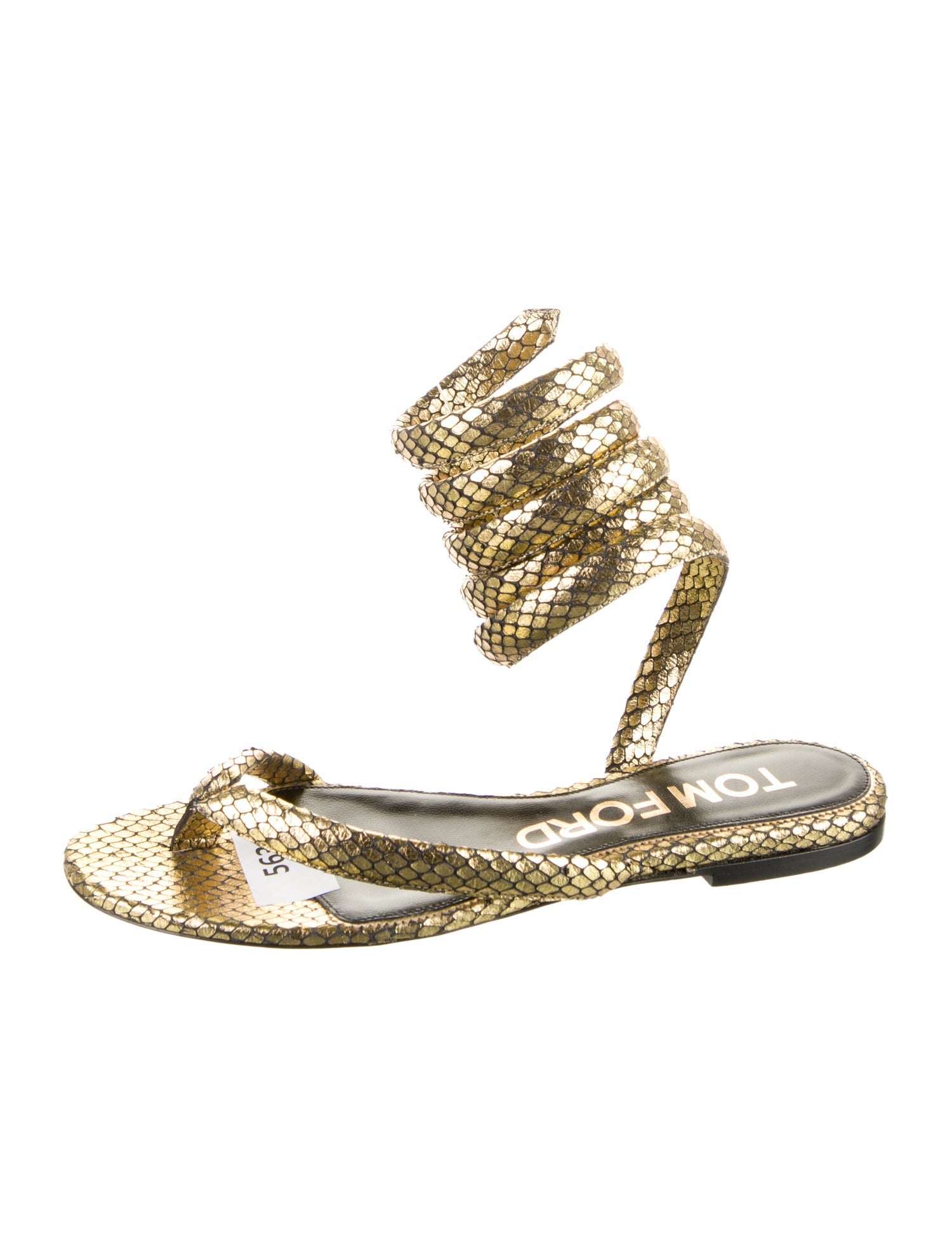 Tom Ford Snakeskin Glitter Accents Sandals