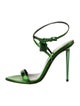 Tom Ford Leather Glitter Accents T-Strap Sandals