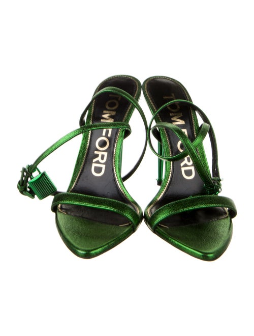 Tom Ford Leather Glitter Accents T-Strap Sandals