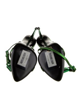 Tom Ford Leather Glitter Accents T-Strap Sandals