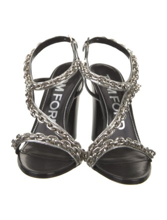 Tom Ford Patent Leather Chain-Link Accents T-Strap Sandals