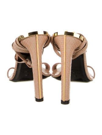 Tom Ford Leather Animal Print T-Strap Sandals