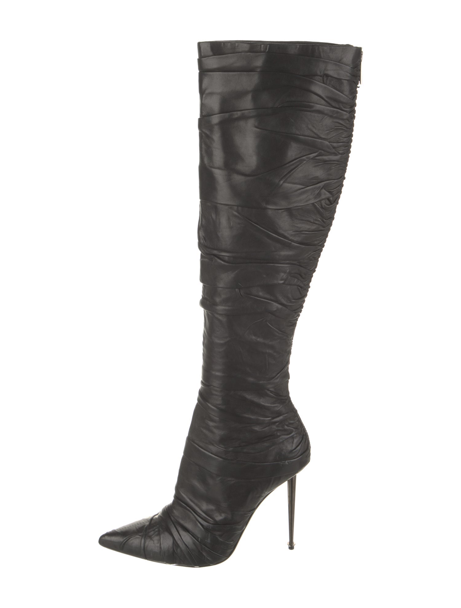 Tom Ford Leather Pleated Accents Boots