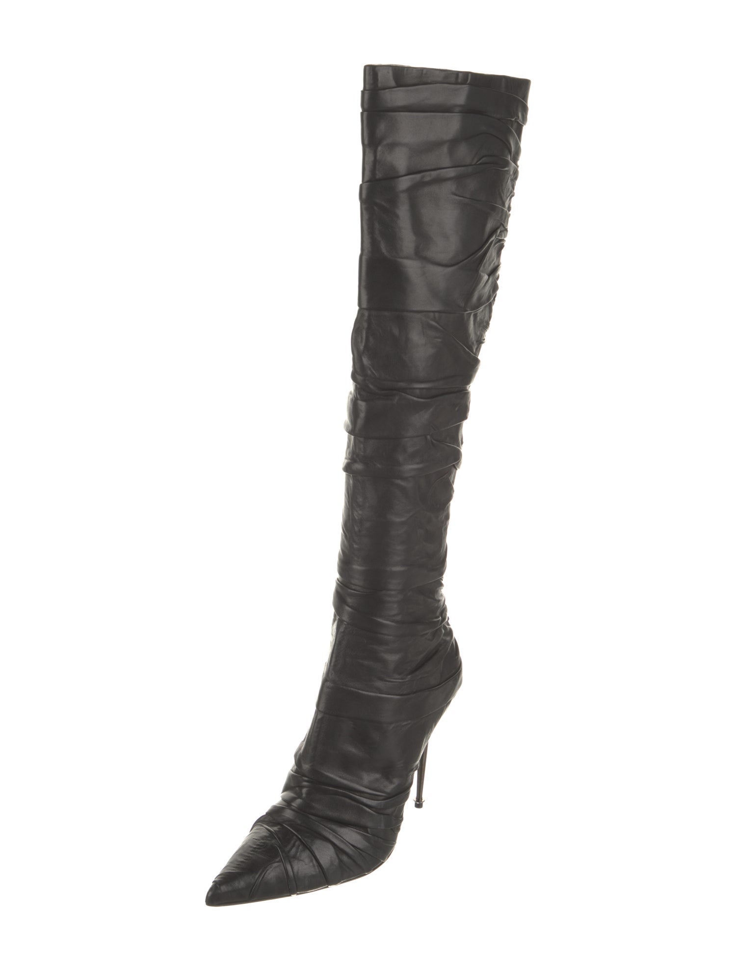 Tom Ford Leather Pleated Accents Boots