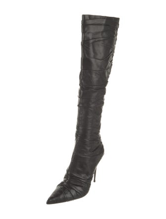 Tom Ford Leather Pleated Accents Boots