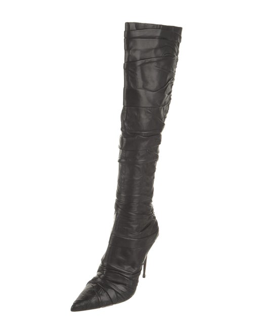 Tom Ford Leather Pleated Accents Boots