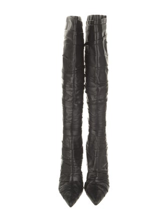 Tom Ford Leather Pleated Accents Boots