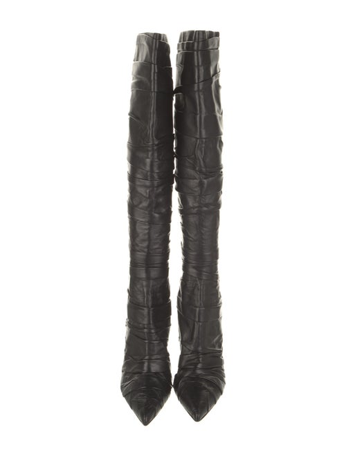 Tom Ford Leather Pleated Accents Boots